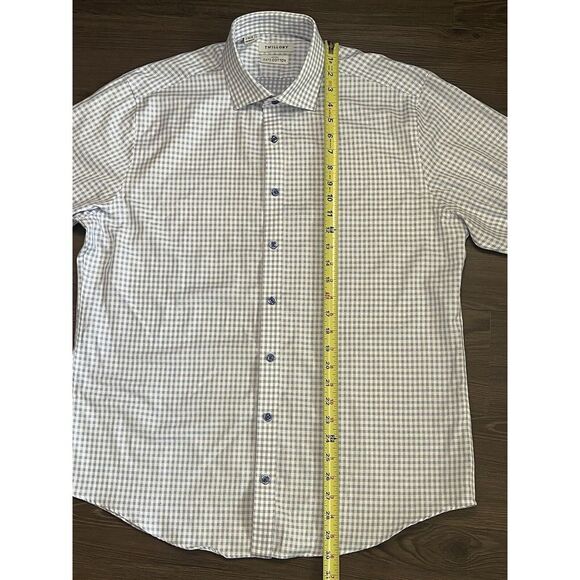 Twillory Tailored Fit 17 34/35 Non Iron Safe Cotton Blue/White Check Button Down - Picture 7 of 8